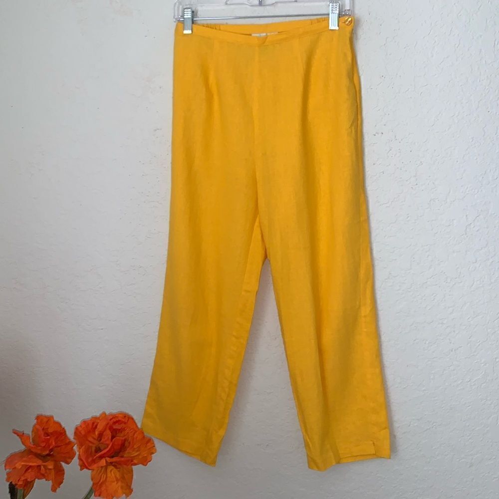 T.L.G. linen Blend Yellow Capri Pant Women Size S